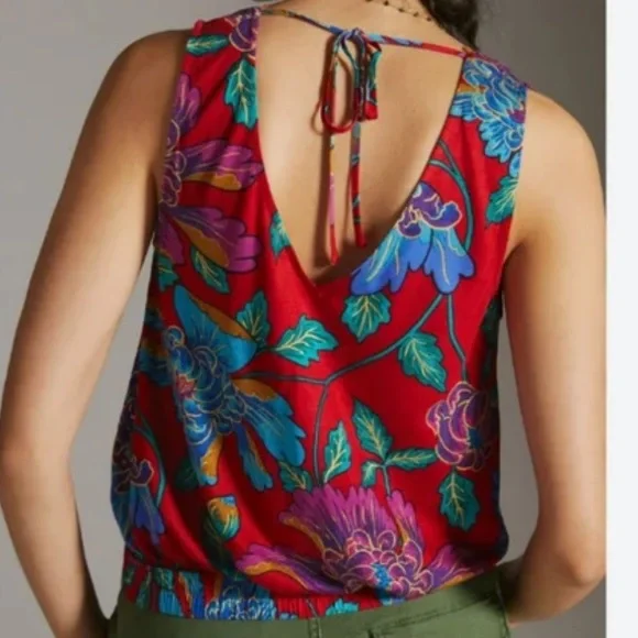 Anthropologie Tiny Rain Scarf Wrap Tank Top Floral Lace Small - Picture 8 of 10